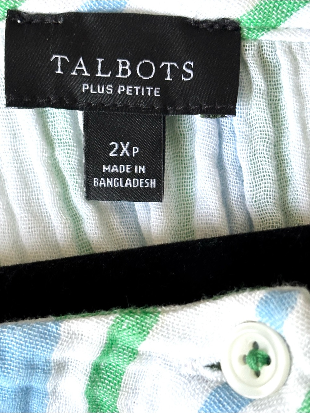 Talbots Pintuck Button Front Top Cruise Stripe Size 2XP 100% Cotton - Picture 4 of 5